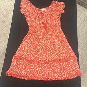Red and white farm dress